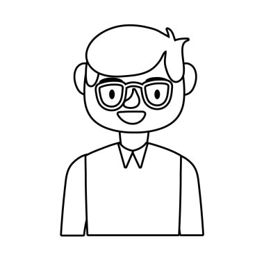 Erkek öğretmen gözlük takıyor işçi karakter çizgisi simgesi