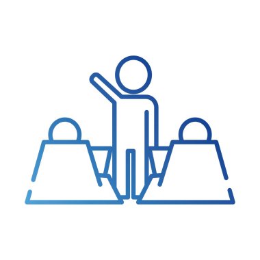 Liderleri olan takım çalışanları birlikte çalışma gradyan stili simgesi öğretiyor