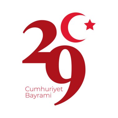 cumhuriyet bayrami kutlama günü Hilal ay ve 29 numara düz stil ile