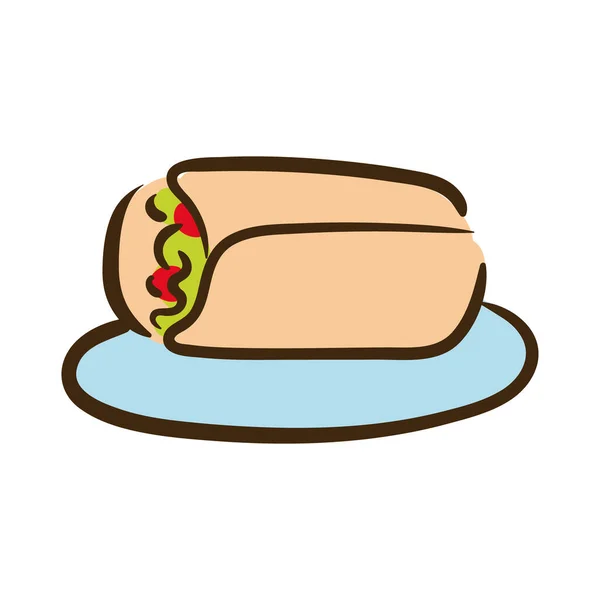 Burrito comida mexicana icono de estilo plano — Vector de stock