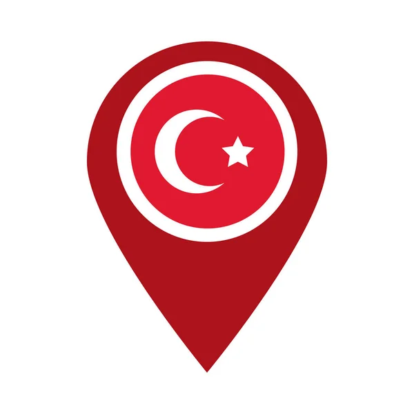 Cumhuriyet bayrami moon and star symbol in pin location flat style — Stock Vector