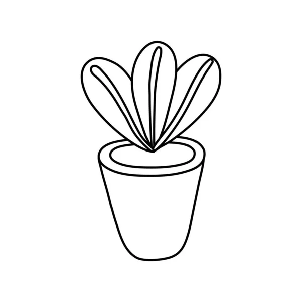 Planta de la casa en cerámica pote línea icono de estilo — Vector de stock