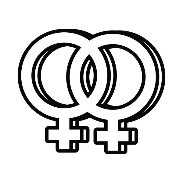 Lesbica simbolo di genere di orientamento sessuale linea stile icona — Vettoriale Stock