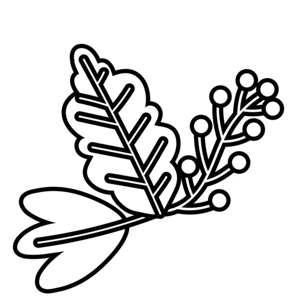 Höst säsong blad och frön botaniska dekoration linje stil — Stock vektor