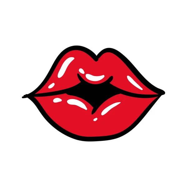 Sexi bocca pop art linea e riempire l'icona di stile — Vettoriale Stock