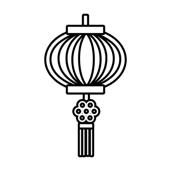 Midden herfst roze lamp opknoping decoratie lijn stijl pictogram — Stockvector