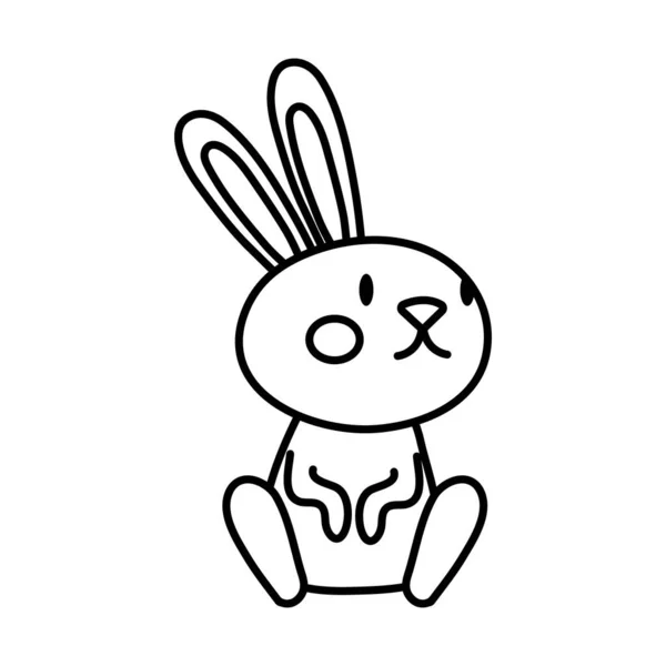 Mid höst söt kanin sittande linje stil ikon — Stock vektor