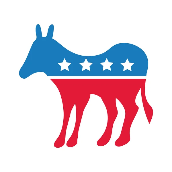 Democrat donkey with stars usa election flat style icon — стоковый вектор