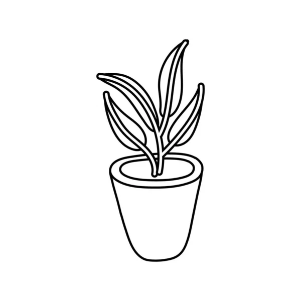 Planta de la casa en cerámica pote línea icono de estilo — Vector de stock