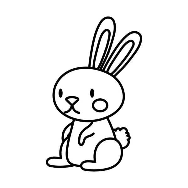 Mitte Herbst niedliche Kaninchen sitzende Linie Stil-Ikone — Stockvektor