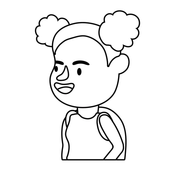 Petite fille étudiante avatar personnage ligne style icône — Image vectorielle