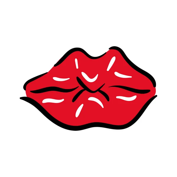 Sexi mouth pop art line and fill style icon — стоковый вектор