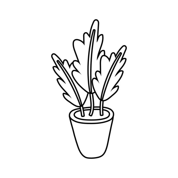 瓷壶中的室内植物线条图标 — 图库矢量图片