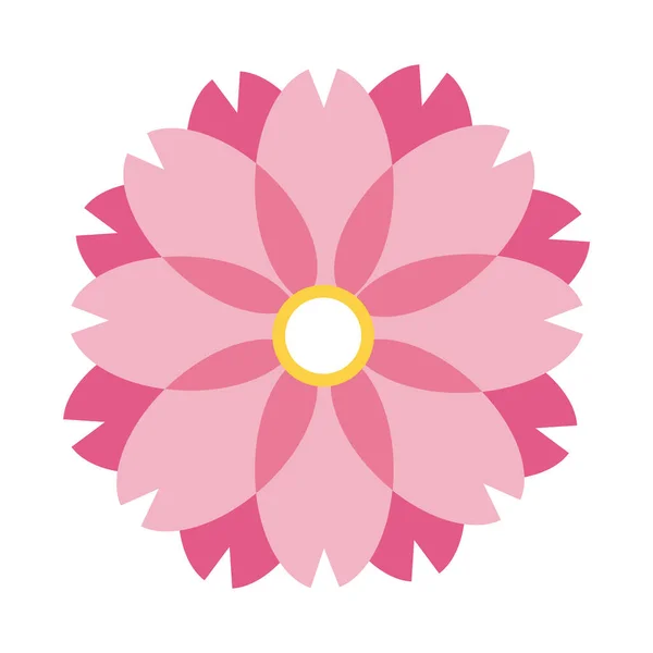 Midden in de herfst decoratieve roze en gele bloem platte stijl pictogram — Stockvector