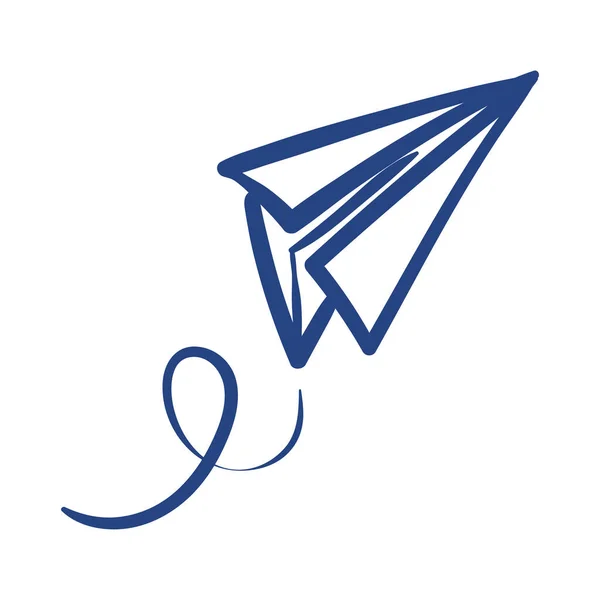 Vliegtuig papier vliegen vrije vorm stijl pictogram — Stockvector