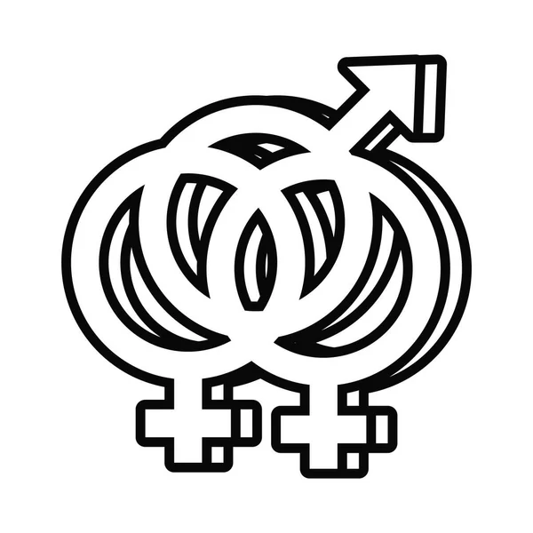 Biszexuális nő nemi szimbólum szexuális irányultság vonal stílus ikon — Stock Vector