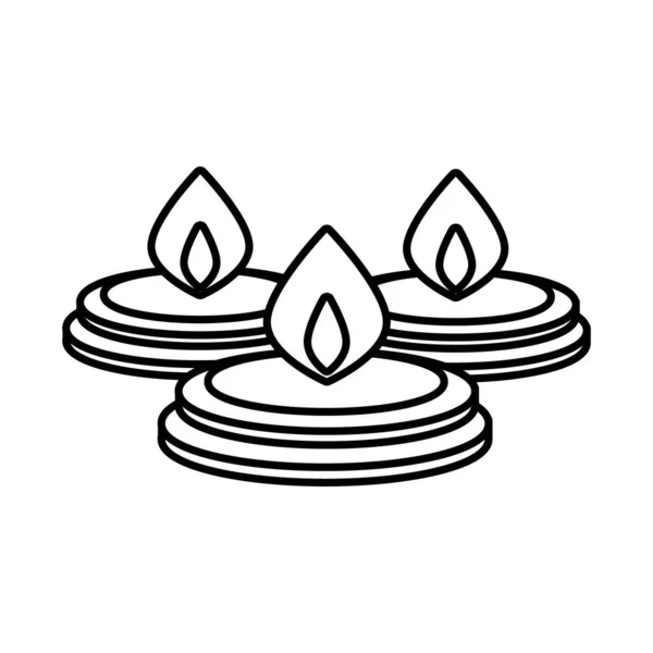Candele diwali in linea calderone icona stile — Vettoriale Stock