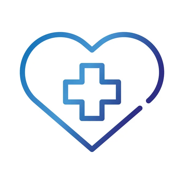 Coeur symbole d'amour avec croix gradient icône de style — Image vectorielle