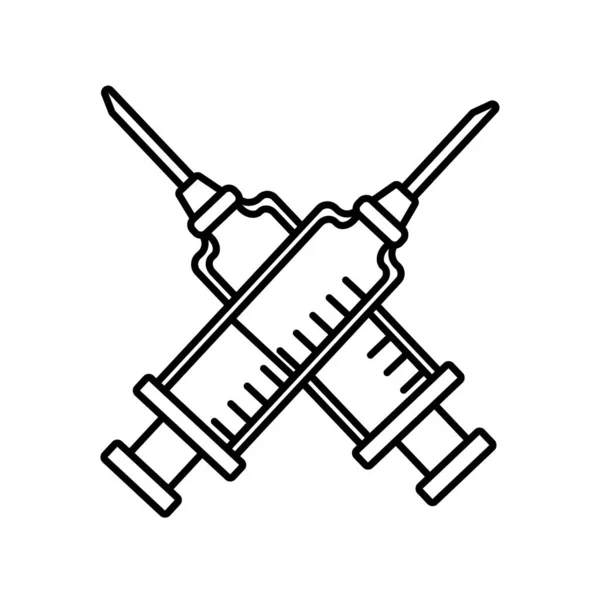 Vaccinspuiten over de streep stijl icoon — Stockvector