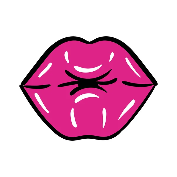 Sexi рот поп-арту лінія і значок стилю заповнення — стоковий вектор