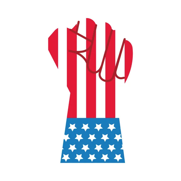 USA選挙旗フラットスタイルのアイコンで手拳 — ストックベクタ