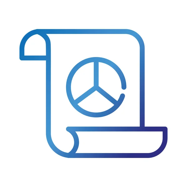 平和と愛のシンボルグラデーションスタイルのアイコンを持つ紙 — ストックベクタ