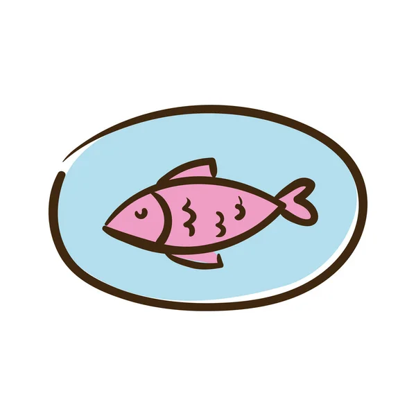 Prato de comida do mar ícone de estilo plano — Vetor de Stock