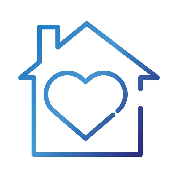 Hart liefde symbool in huis gradiënt stijl pictogram — Stockvector