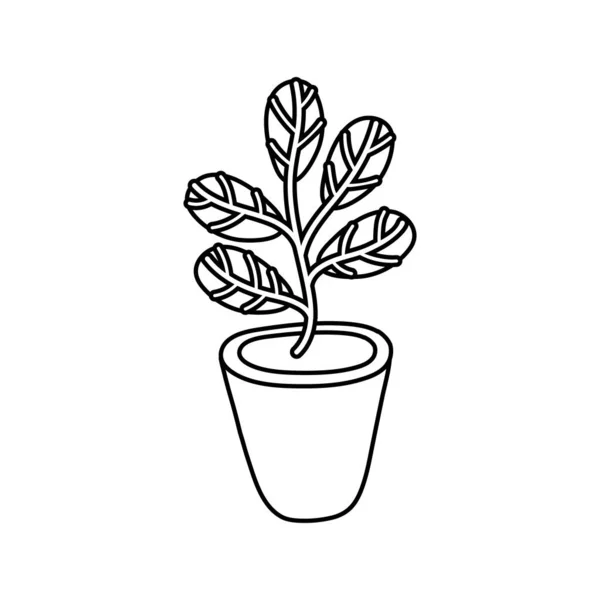 Planta da casa no ícone de linha de vaso de cerâmica — Vetor de Stock