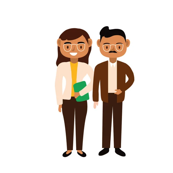 Maestros pareja trabajadores avatares caracteres — Vector de stock