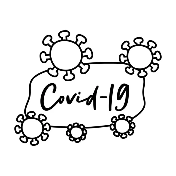 Covid19运动字母与粒子线风格图标 — 图库矢量图片