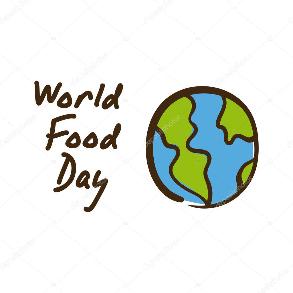 world food day celebration lettering with planet earth flat style