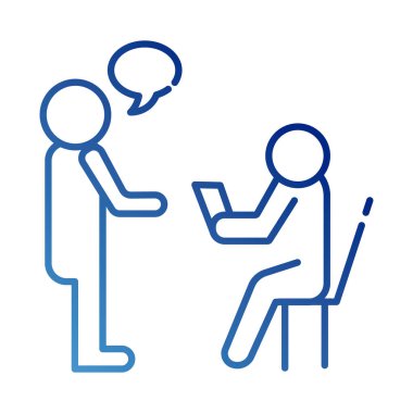 Takım çalışanı figürleri birlikte çalışan gradyan biçim simgesinden bahsediyorlar