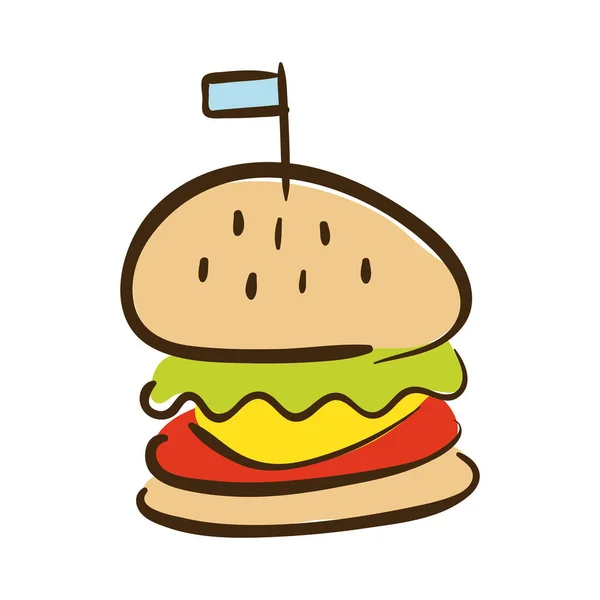 Hamburger gyorsétterem lapos stílusú ikon — Stock Vector
