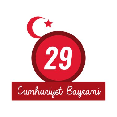 cumhuriyet bayrami kutlama günü 29 numara ve mesaj düz stili