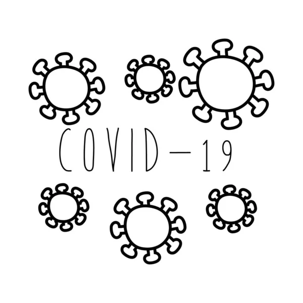 Covid19 การรณรงค์ตัวอักษรที่มีสไตล์เส้นอนุภาค — ภาพเวกเตอร์สต็อก