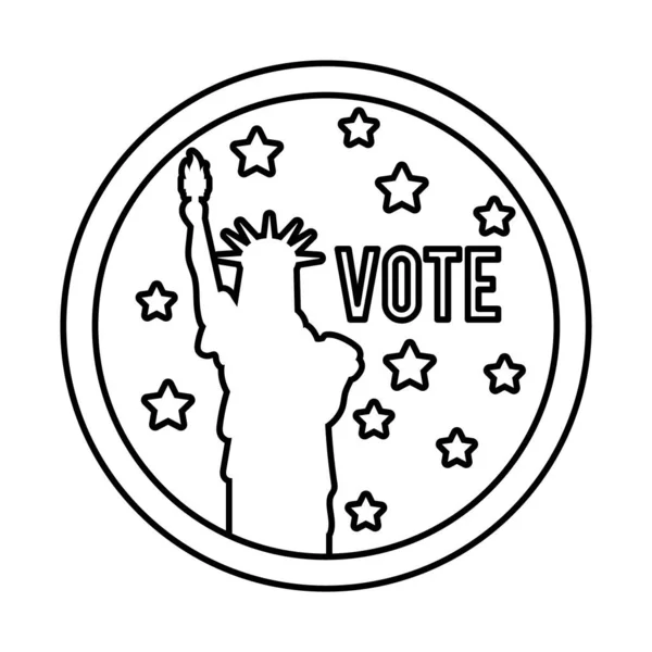 Stem woord en vrijheid standbeeld usa verkiezingen lijn stijl pictogram — Stockvector