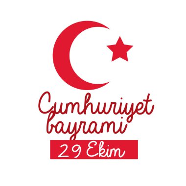 cumhuriyet bayrami kutlama günü harf yıldızı ve ay düz stili ile