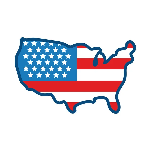 Флаг США на карте плоский стиль значок — стоковый вектор