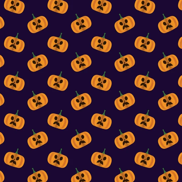 Glad halloween kort med pumpor mönster bakgrund — Stock vektor