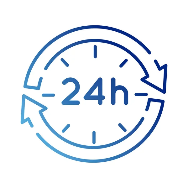 Setas com 24 horas ícone estilo gradiente — Vetor de Stock