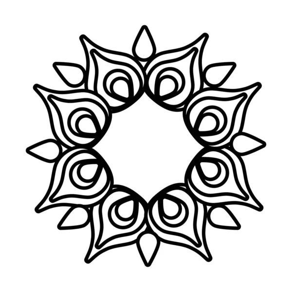 Diwali çiçek yaprakları dekorasyon çizgisi simgesi etrafında — Stok Vektör