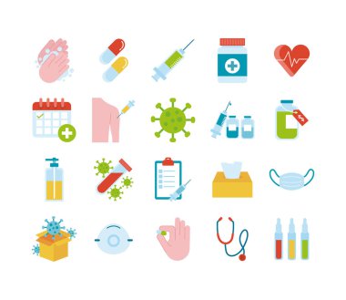 20 tıbbi küme koleksiyon simgesi demeti