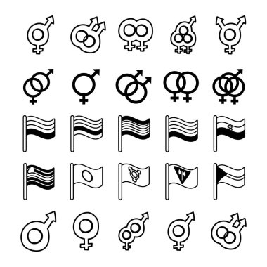 Cinsiyet yönelimi ve bayraklar çizgisi simgeleri demeti