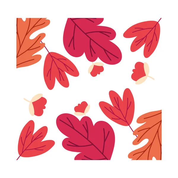 Jesień sezon liście roślin kolorowy wzór dekoracji — Wektor stockowy