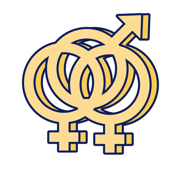 Biseksualna kobieta płeć symbol orientacji seksualnej multy styl ikona — Wektor stockowy