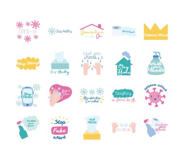 Yirmi kampanya harfi demeti düz stil simgeleri