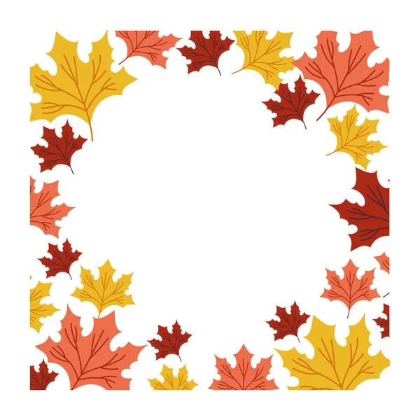 Осенний сезон листья ботаническая рамка украшения — стоковый вектор