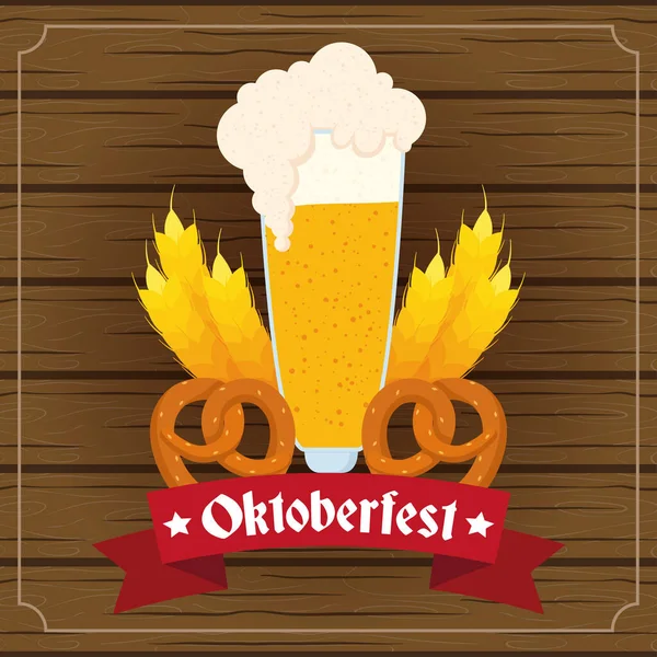 Lettrage de fête oktoberfest en ruban avec — Image vectorielle