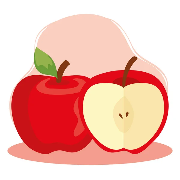 Manzanas fruta roja, alimentos saludables — Vector de stock